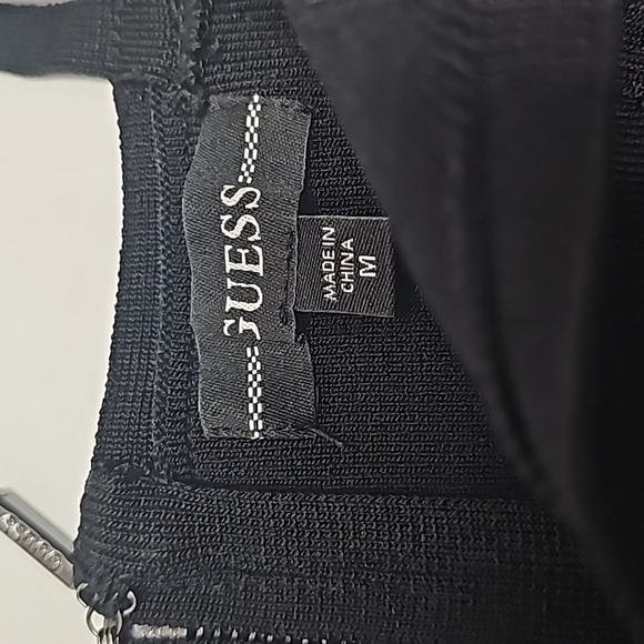 Guess Dress medium BodyCon Black  Lattice Stitching on side panels club wear - Picture 3 of 11